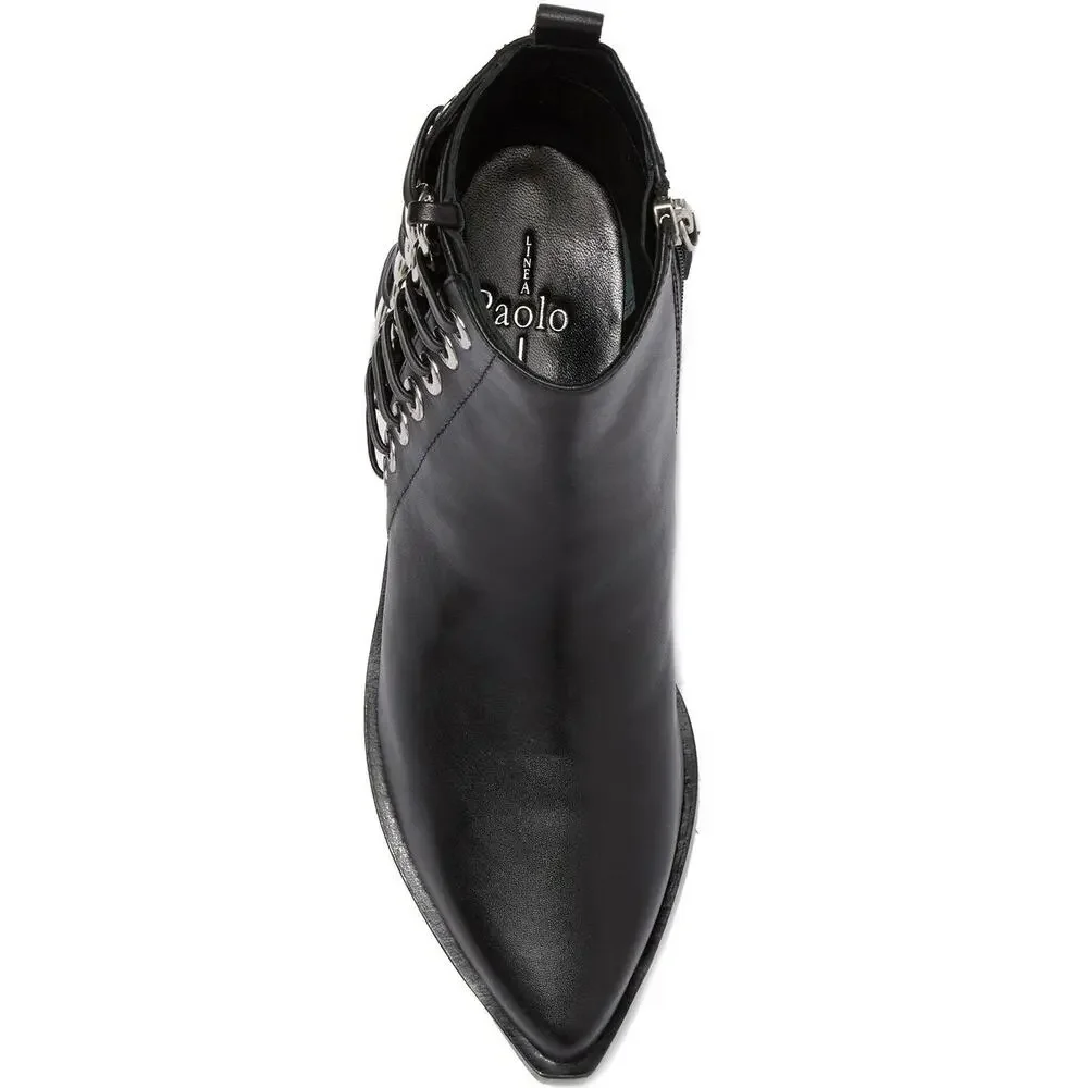 Linea Paolo Women Block Heel Ankle Booties Tatum Size US 5.5M Black Leather - Picture 4 of 5